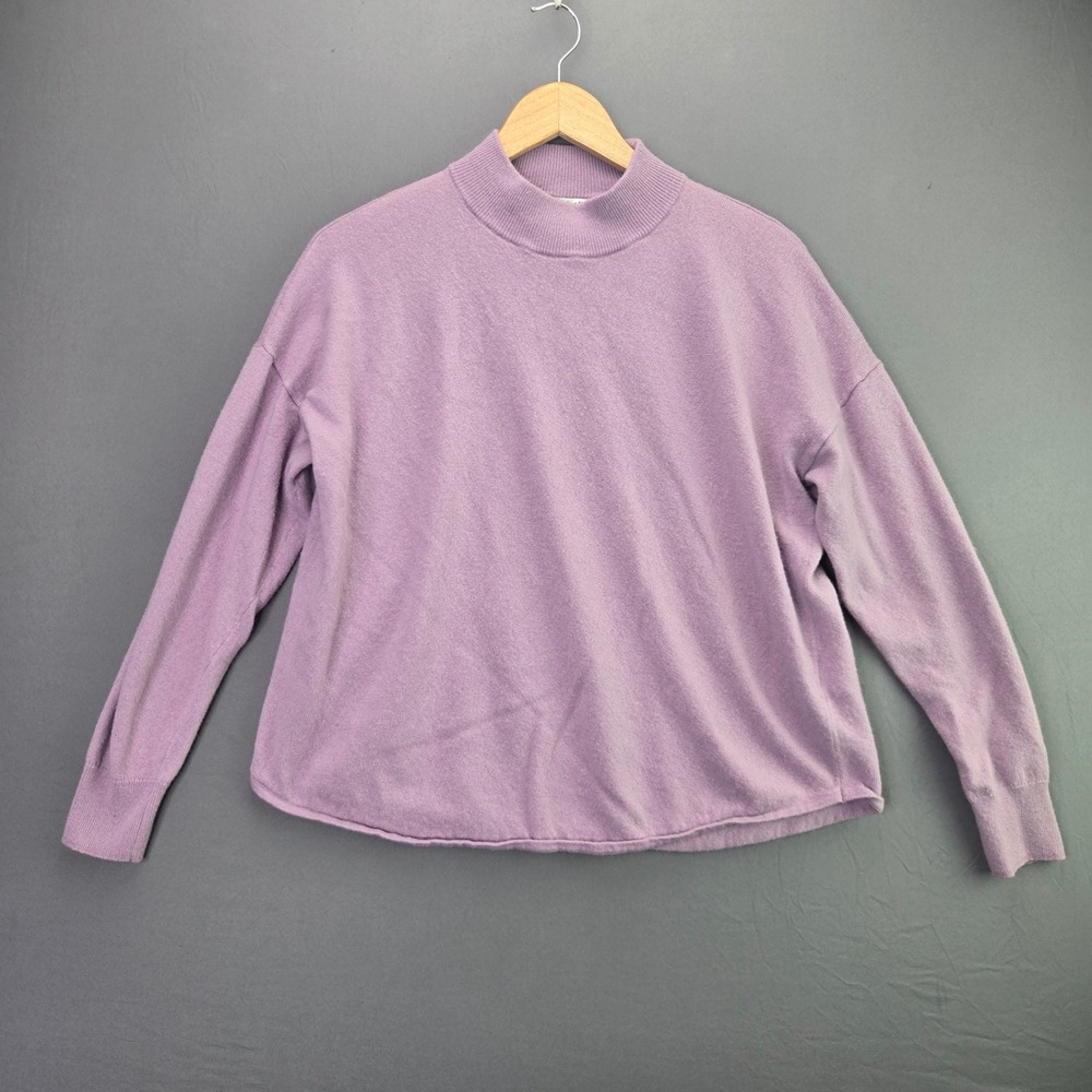Madewell Mock Neck Sweater L Purple Merino Alpaca Blend Knit Pullover Drop
